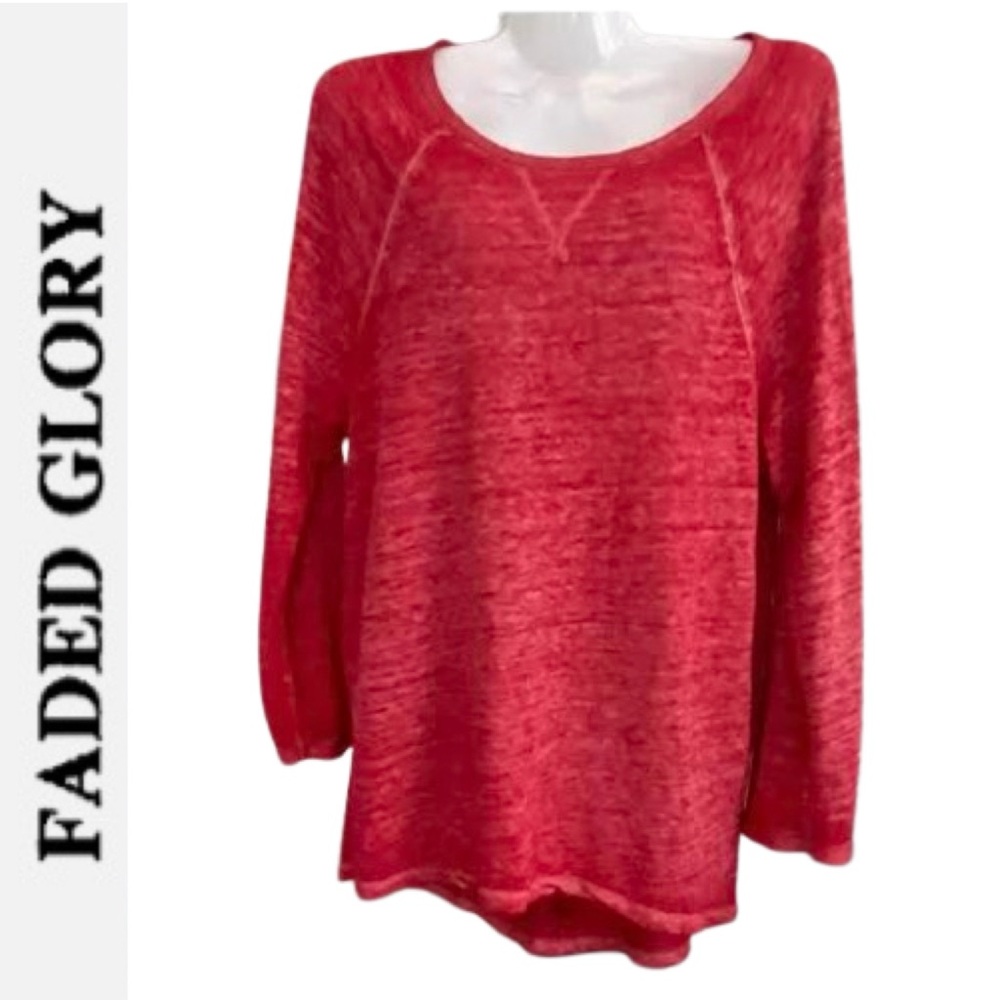 Sheer Long Sleeve Top Faded Glory
